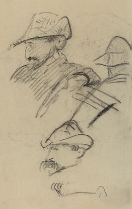 Three Studies of a Man Wearing a Hat (recto)