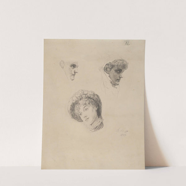 Three Studies of Heads of Women (1883) by Max Klinger