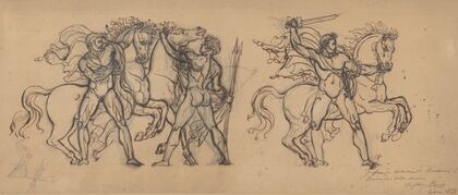 Three Warriors and Their Horses, Study for a Bas Relief Sculpture in the Chateau de Tervueren (first half 19th century)