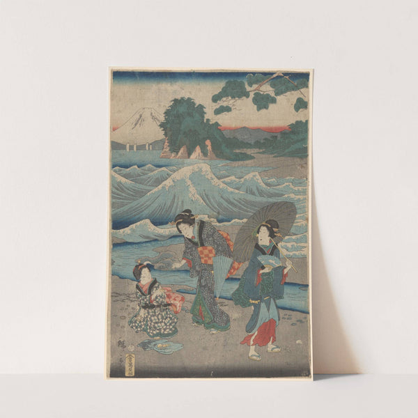 Three Women and Waves (19th century) by Andō Hiroshige