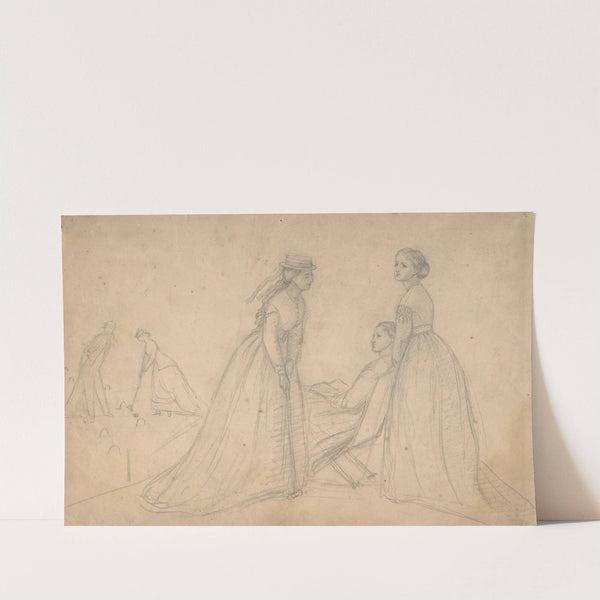 Three Women in Conversation beside a Croquet Field by Louisa Starr Canziani