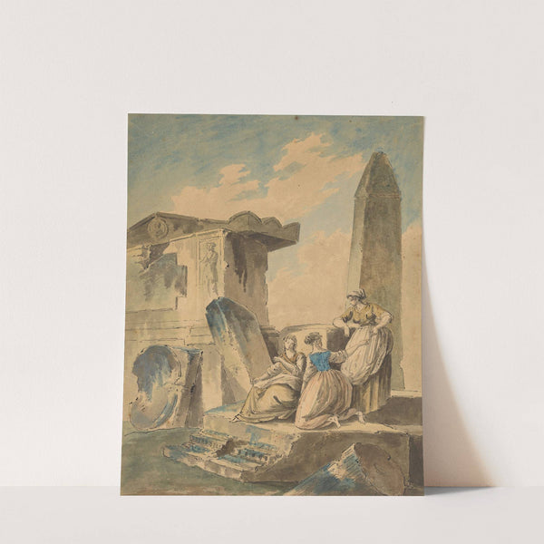 Three Young Girls by Ruins (ca. 1790) by Follower of Hubert Robert