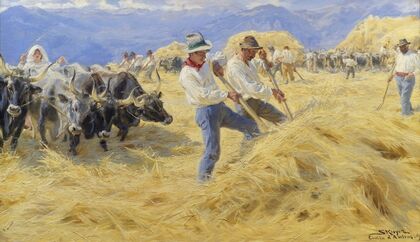 Threshing in the Abruzzi. CivitÃ  d’Antino