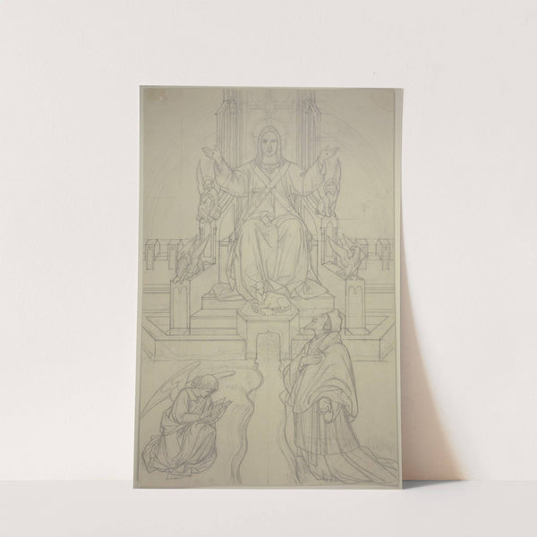 Thronender Christus mit dem Heiligen Johannes von Nepomuk und einem schreibenden Engel by Eduard von Steinle