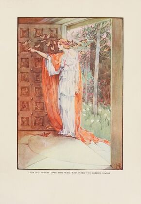 Thus did Psyche lose her fear, and enter the golden doors
