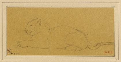 Tigre de profil couché à gauche (19th century)