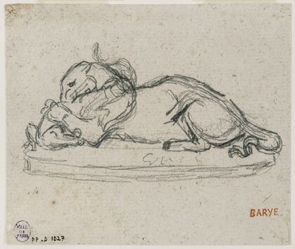 Tigre dévorant un gavial (19th century)
