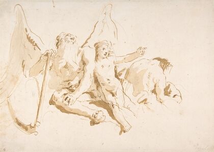 Time Seated, with Two Attendant Figures