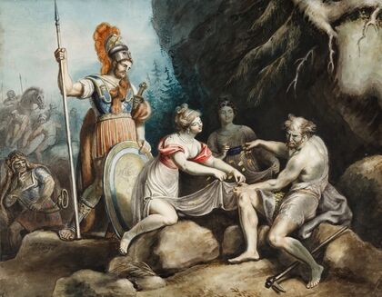 Timon of Athens, IV, 3, Timon giving away the gold to Phrynia and Timandra (1829)