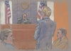 Timothy McVeigh with his lawyer before judge during his pre-trial hearing for his role in the Oklahoma City Bombing