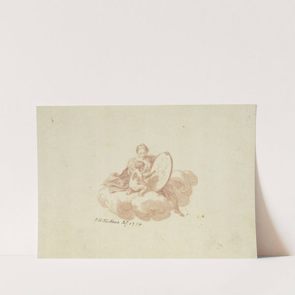 Titelblatt; Frauengestalt auf einer Wolke mit einem malenden Amor by Johann Heinrich Tischbein the elder