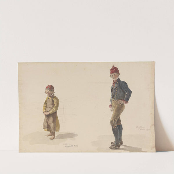 To gutter, Dalarne by Adolph Tidemand