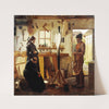 To kvinder besøger landsbykunstneren for at se det bestilte gravkors (1873) by Christen Dalsgaard