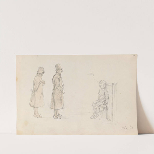 To mannsfigurer og et barn, Nås (1852) by Adolph Tidemand