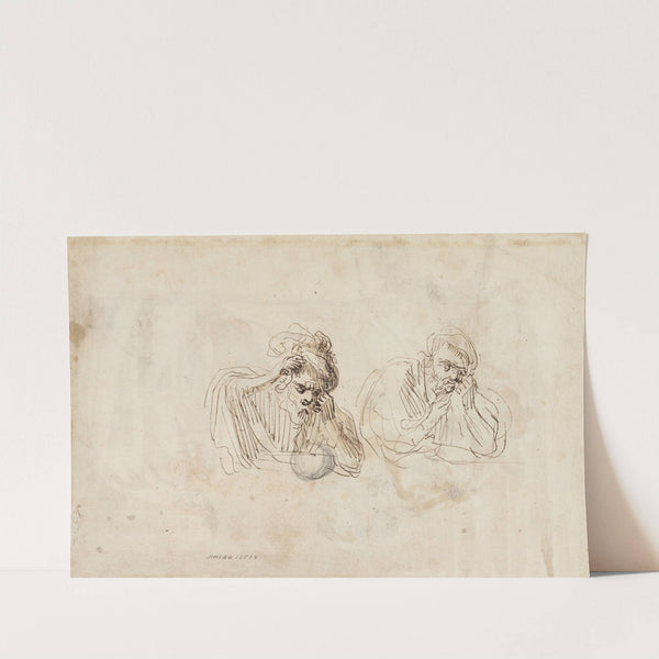To studier til en grublende mand ved et bord by Michelangelo Merisi da Caravaggio