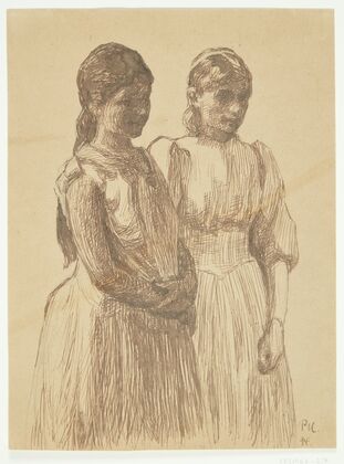 To unge piger Studie til maleriet Bal i en provinsby Gøteborg kunstmuseum