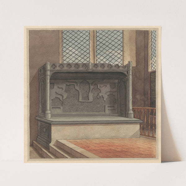 Tomb of Thomas Windsor, 1486, with Brass Plates removed from Stanwell Church (1796-1811) by Daniel Lysons