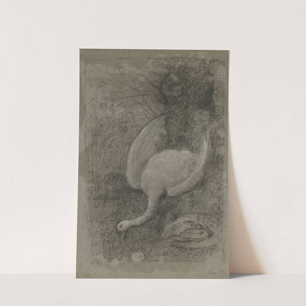 Toter Schwan vor Trauerweide by Otto Scholderer