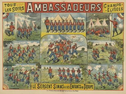 Tous les soirs. Ambassadeurs, Champs-Élysées. Le sergent Simms & ses enfants de troupe (1887)