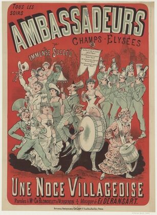 Tous les soirs. Ambassadeurs, Champs-Élysées. Une noce villageoise. Paroles de Mrs Ch. Blondelet & Vergeron (1880) — size preview
