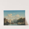 Town dock in summer by Salomon Leonardus Verveer