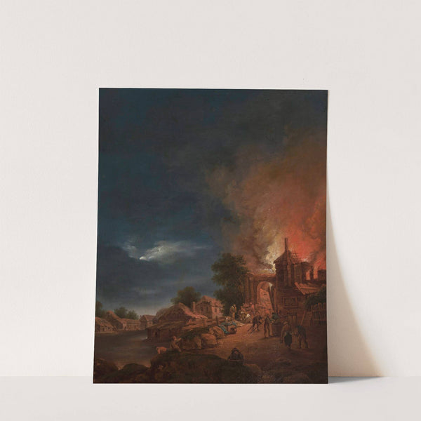 Town on fire in summer by Kazimierz Żwan