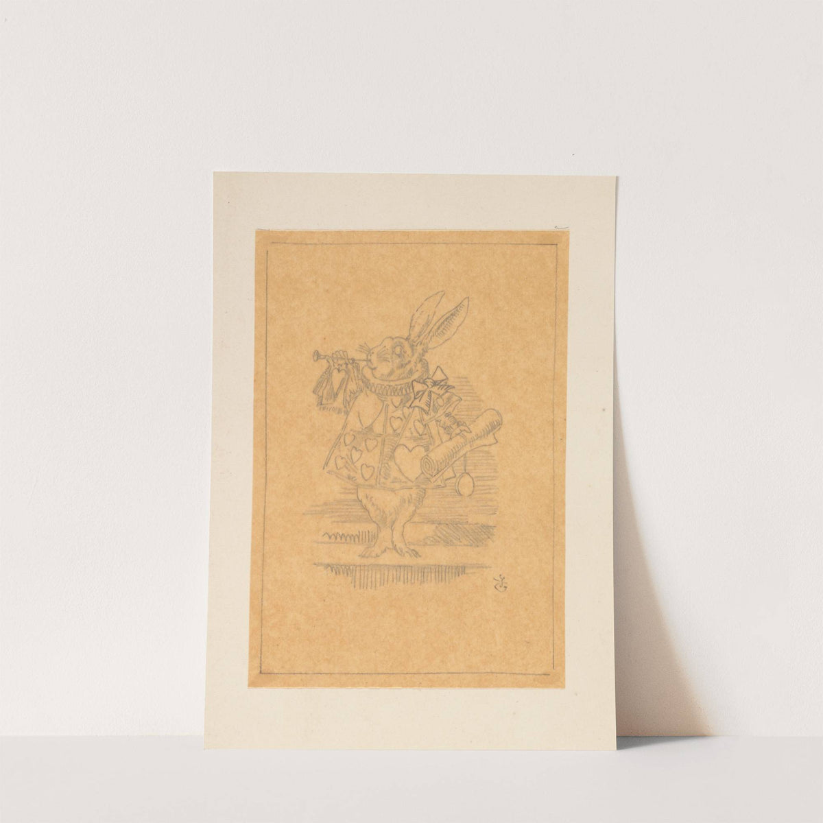 Tracing of the White Rabbit as a herald by Sir John Tenniel