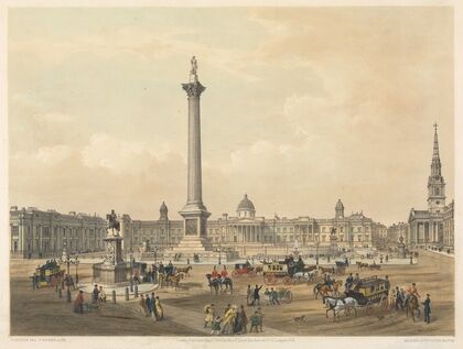 Trafalgar Square, with the National Gallery and St. Martin’s Church (1852)