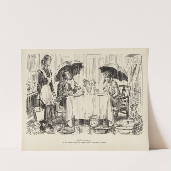 Tragic moments – The first stormy night in the cottage you have rented for the summer (1916) by Charles Dana Gibson