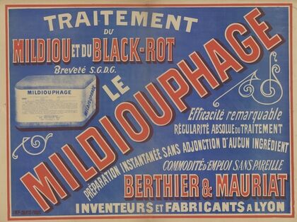 Traitement du Mildiou et du black-rot Le mildiouphage. Berthier & Mauriat, inventeurs et fabricants à Lyon (1898)