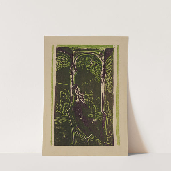 Träumender Mann – Botho Graef auf seinem Balkon sitzend, Jena (1916) by Ernst Ludwig Kirchner
