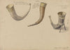Tre gamle norske drikkehorn (1843)