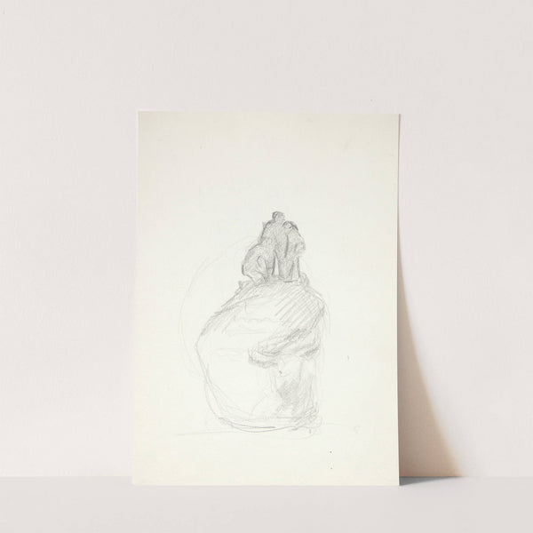 Tre mænd på en klippeblok by Kai Nielsen