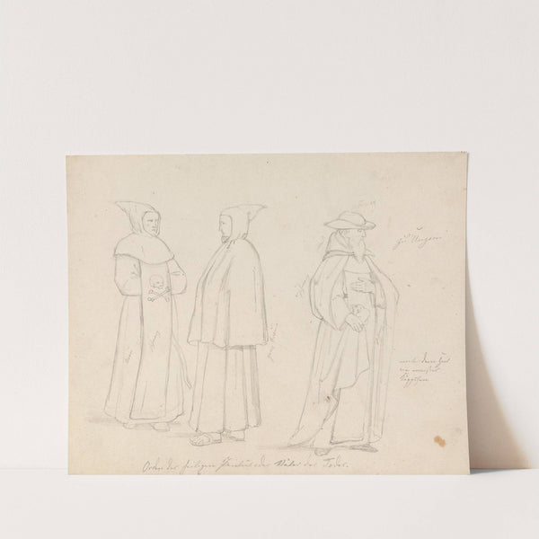 Tre paulinermunker (1841) by Adolph Tidemand