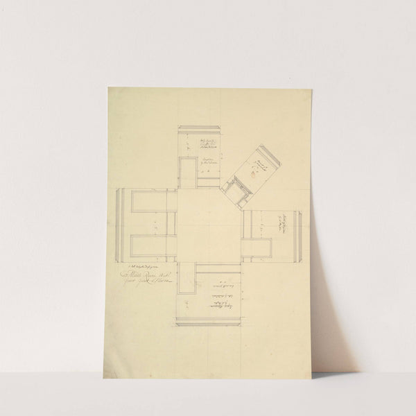 Treasury House, 10 Downing Street, London; Plan of Sir Robert Walpole&#039;s Dressing Room (Middle Room, West Front, First Floor) by Isaac Ware