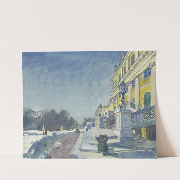 Treppe des Schlosses Schönbrunn im Winter (1946) by Oskar Laske