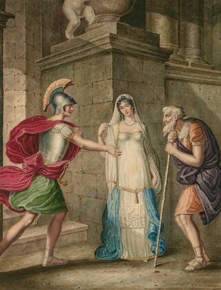 Troilus and Cressida [IV, 2] Pandarus, Cressida and Troilus (1800-1830)