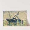Trois Bateaux Et Un Marin (Étude Pour L’échouage À Grandcamp) (1885) by Georges Seurat