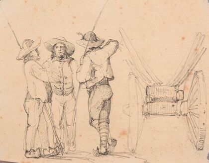 Trois bouviers et un chariot