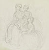 Trois femmes assises et contemplatives en longues robes (1850-1860)