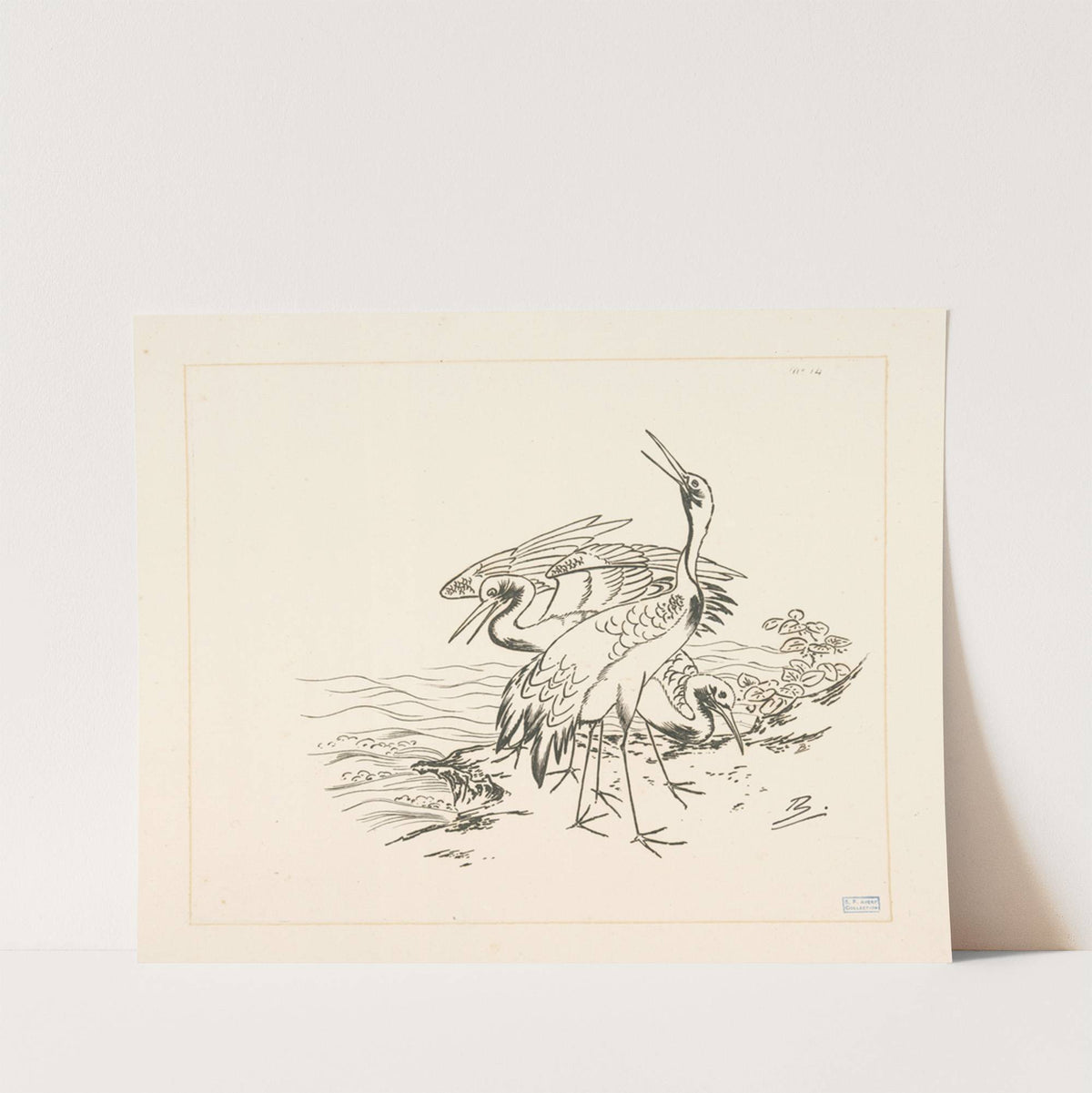 Trois grues au bord de la mer. (1866 - 1878) by Félix Bracquemond