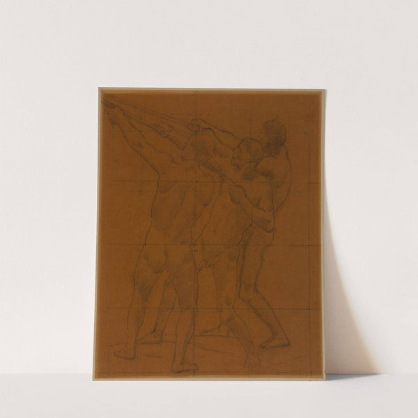 Trois hommes nus debout, tirant sur des cordes by Pierre Puvis de Chavannes