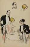 trois personnages au restaurant dont Leonora Hughes