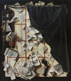 Trompe L’oeil. Board Partition With Letter Rack And Music Book