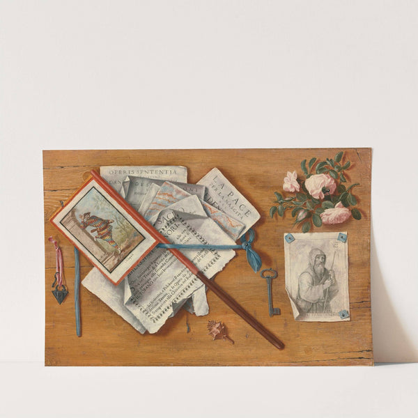 Trompe L&#039;oeil Still Life With Letters And Other Objects On A Board by Antonio Cioci