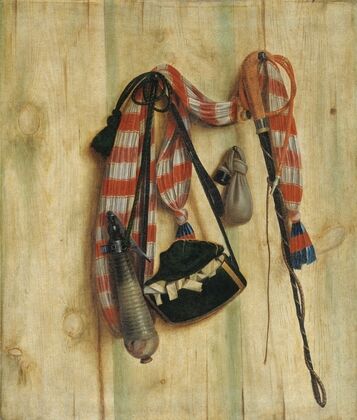 Trompe L’oeil With Riding Whip And Letter Bag