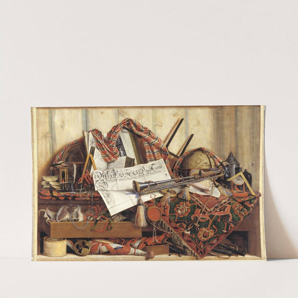 Trompe L&#039;oeil With Trumpet, Celestial Globe And Proclamation By Frederik III by Cornelius Norbertus Gijsbrechts