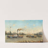 Tugboat TORONTÁL with Ships and Barges on a Southern Hungarian River, probably the Danube (1884) by Ludwig Rubelli von Sturmfest