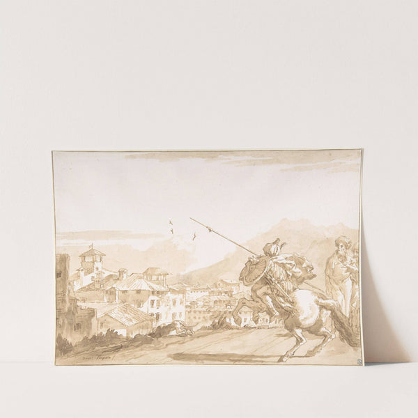 Turkish Lancer and Onlookers Approaching a Town (1760–70) by Giovanni Domenico Tiepolo