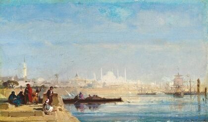 Turks waiting at a quay on the Bosphourus, Istanbul